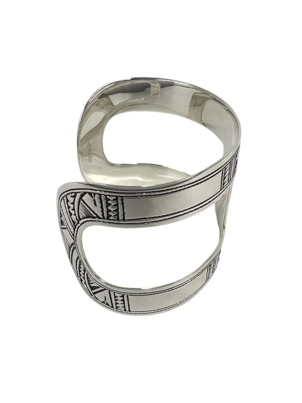 Hermes Vintage Touareg Bangle 925 Sterling Silver Bracelet